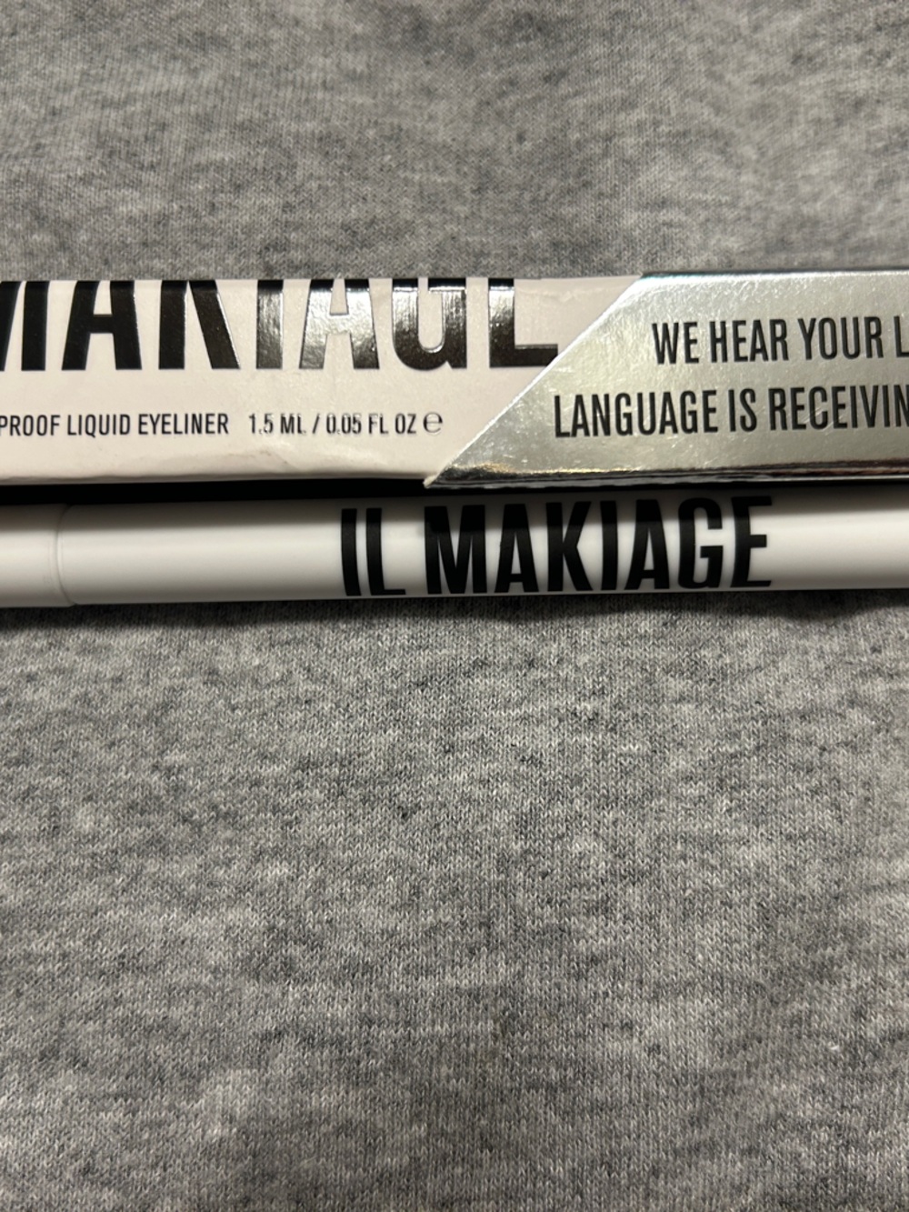 IL MAKIAGE Black Waterproof Liquid Eyeliner - White Tube, Black Print